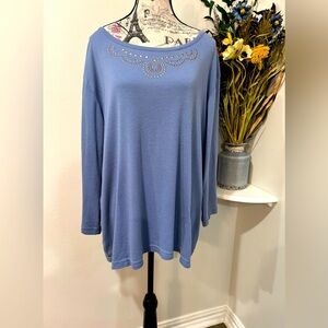 Blair Blue 3/4 Sleeve Stud Embellished Tunic size 2XL